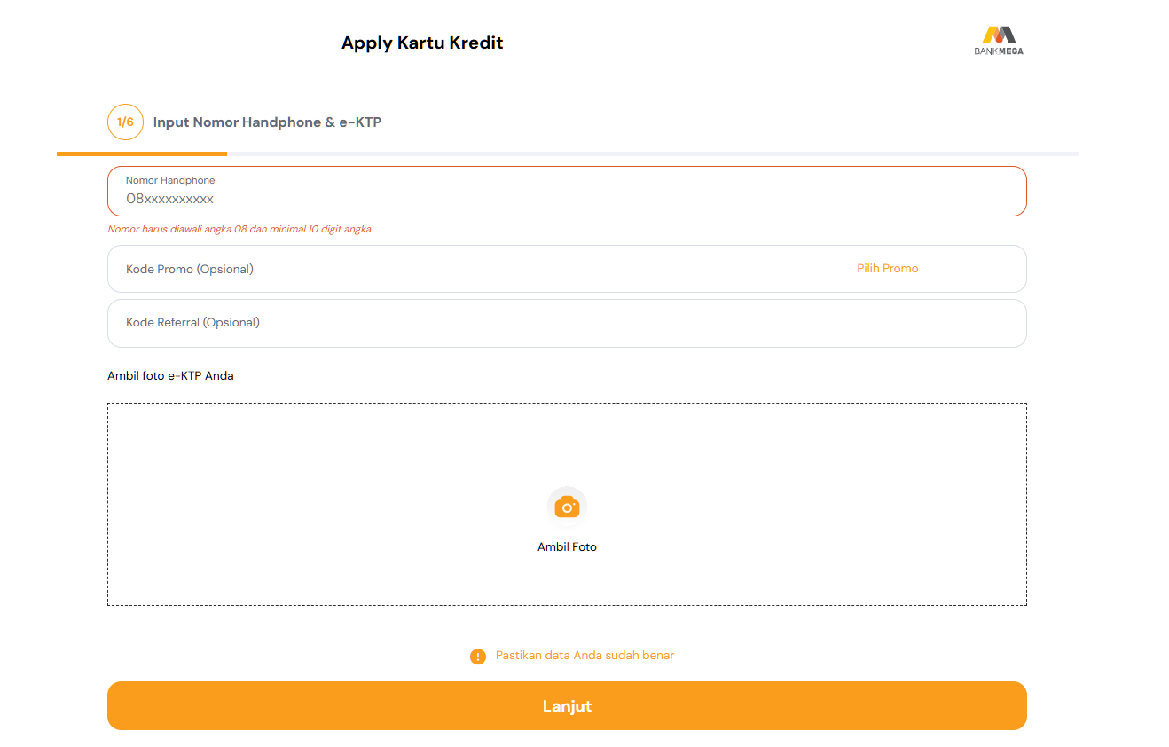cara apply kartu kredit bank mega secara online